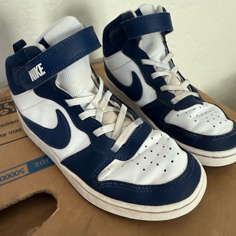 Nike Kids High-Top Sneakers White and Navy